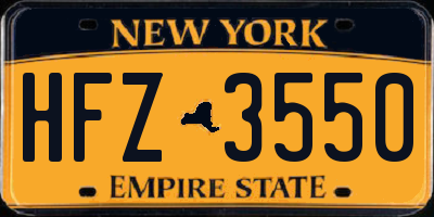 NY license plate HFZ3550