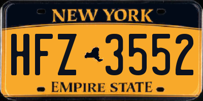 NY license plate HFZ3552