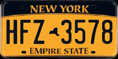 NY license plate HFZ3578