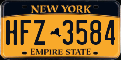 NY license plate HFZ3584