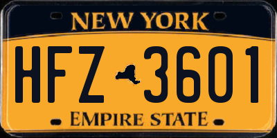 NY license plate HFZ3601