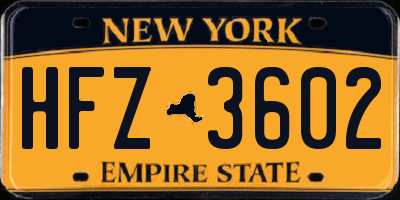 NY license plate HFZ3602