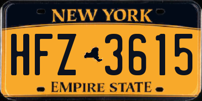 NY license plate HFZ3615