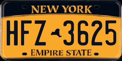 NY license plate HFZ3625