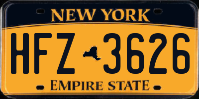 NY license plate HFZ3626