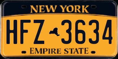 NY license plate HFZ3634