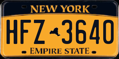 NY license plate HFZ3640