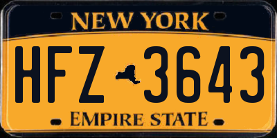 NY license plate HFZ3643