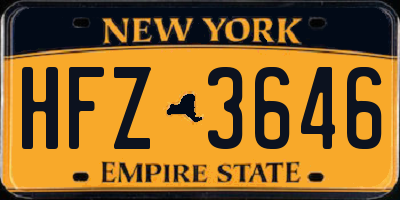 NY license plate HFZ3646