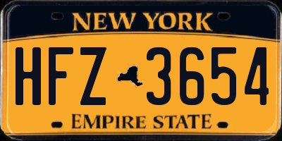 NY license plate HFZ3654