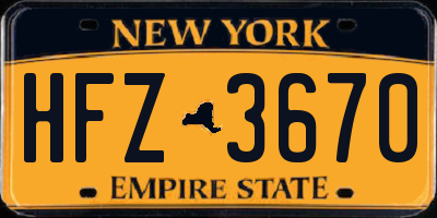 NY license plate HFZ3670