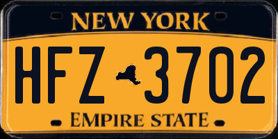 NY license plate HFZ3702