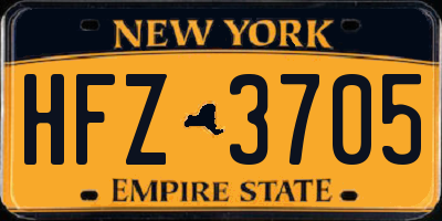 NY license plate HFZ3705