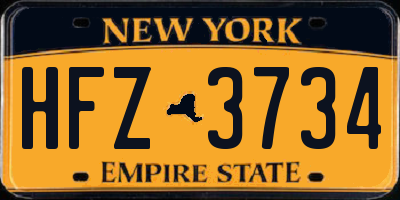 NY license plate HFZ3734