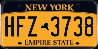 NY license plate HFZ3738