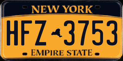 NY license plate HFZ3753