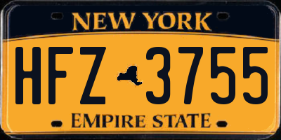 NY license plate HFZ3755