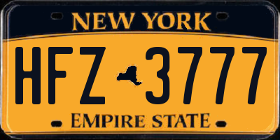 NY license plate HFZ3777