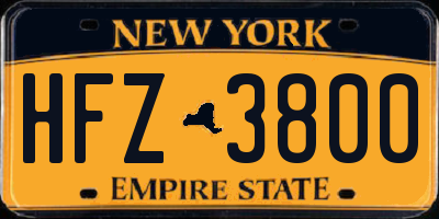 NY license plate HFZ3800