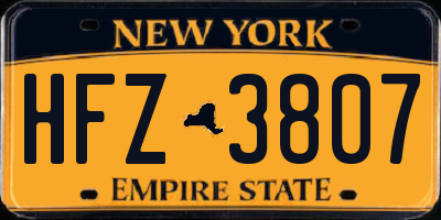 NY license plate HFZ3807