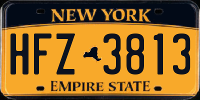 NY license plate HFZ3813