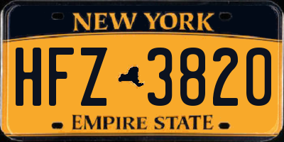 NY license plate HFZ3820