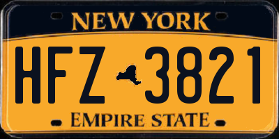 NY license plate HFZ3821