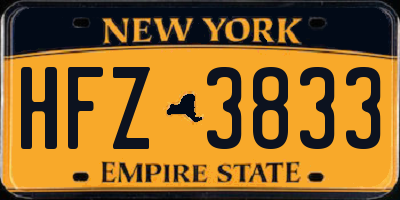 NY license plate HFZ3833