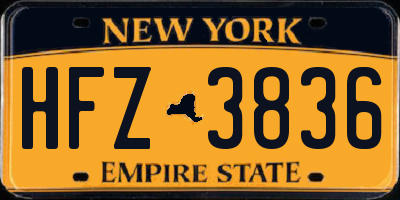 NY license plate HFZ3836