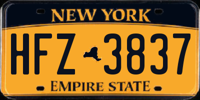 NY license plate HFZ3837