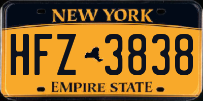 NY license plate HFZ3838
