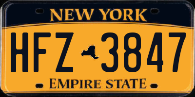 NY license plate HFZ3847