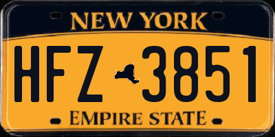 NY license plate HFZ3851