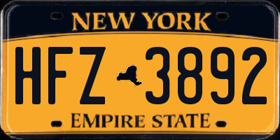 NY license plate HFZ3892
