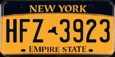 NY license plate HFZ3923