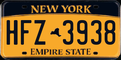 NY license plate HFZ3938