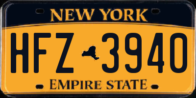 NY license plate HFZ3940