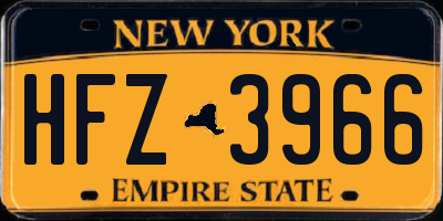 NY license plate HFZ3966