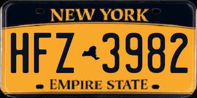 NY license plate HFZ3982