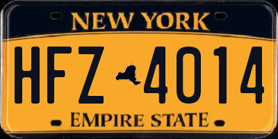 NY license plate HFZ4014