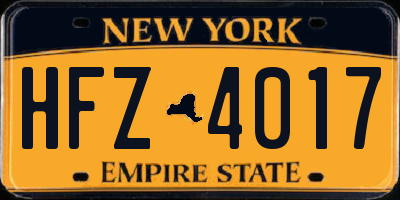 NY license plate HFZ4017