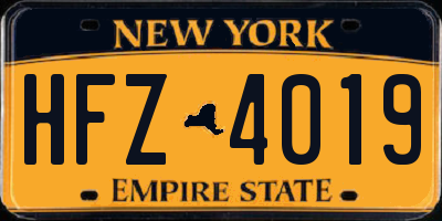 NY license plate HFZ4019