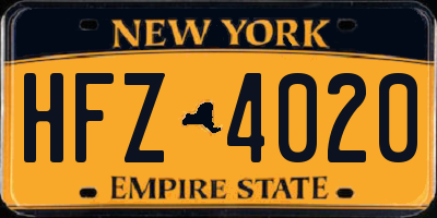 NY license plate HFZ4020