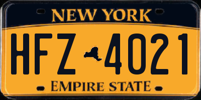NY license plate HFZ4021