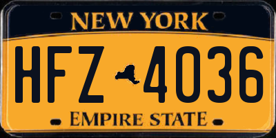 NY license plate HFZ4036