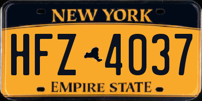 NY license plate HFZ4037