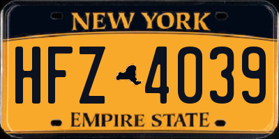 NY license plate HFZ4039