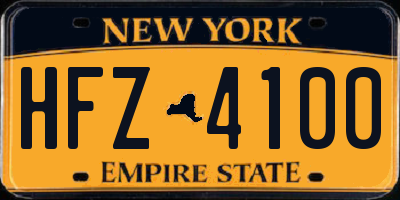NY license plate HFZ4100