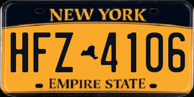 NY license plate HFZ4106