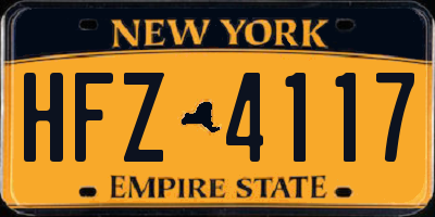NY license plate HFZ4117